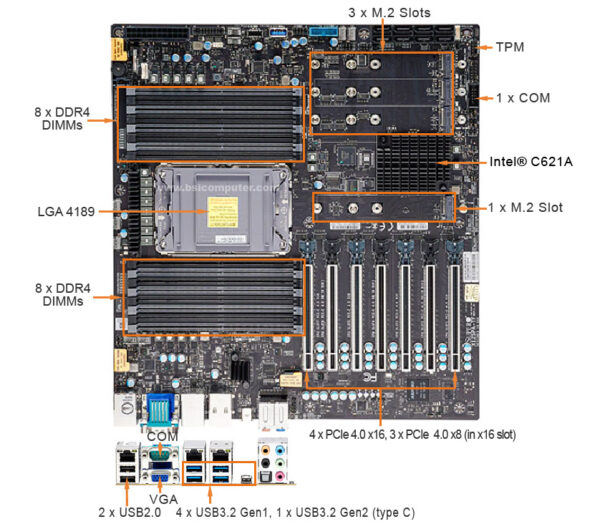 Brand new supermicro X12SPA-TF Supermicro X12SPA-T Supermicro X12SPI-TF single channel LGA4189 pin dual 10 Gigabit IPMI server workstation motherboard - Image 6