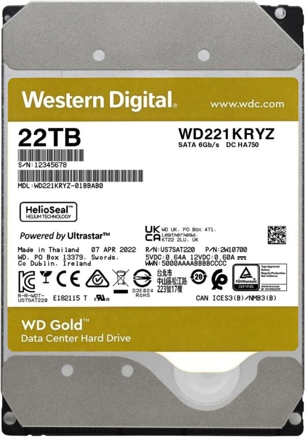 Gold Western Digital (WD)1TB 2TB 4TB 6TB 8TB 10TB12TB 14TB 20TB 22TB 24TB 26TB  Hard Disk Drive SATA 6Gb/s 256MB 3.5 Inch HDD - 图片 2